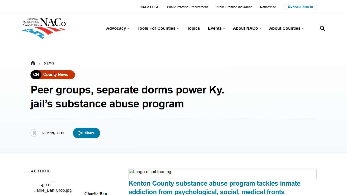 Peer groups, separate dorms power Ky. jail’s substance abuse program National Association of Counties